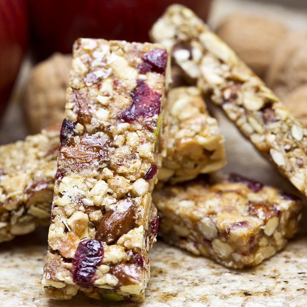 Cereal bars with dried fruit inclusions