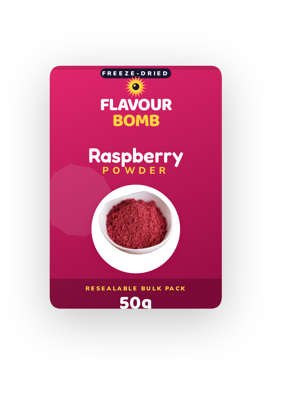 Flavour Bomb raspberry powder pouch